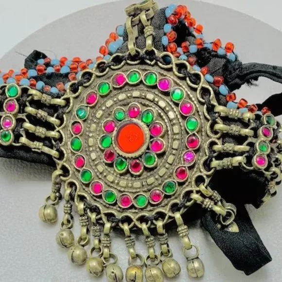 Afghan Multicolor Mathapatti, Tribal Kuchi Headpiece, Hair Jewelry Afghan Multicolor Mathapatti, Tribal Kuchi Headpiece, Hair  main image 4